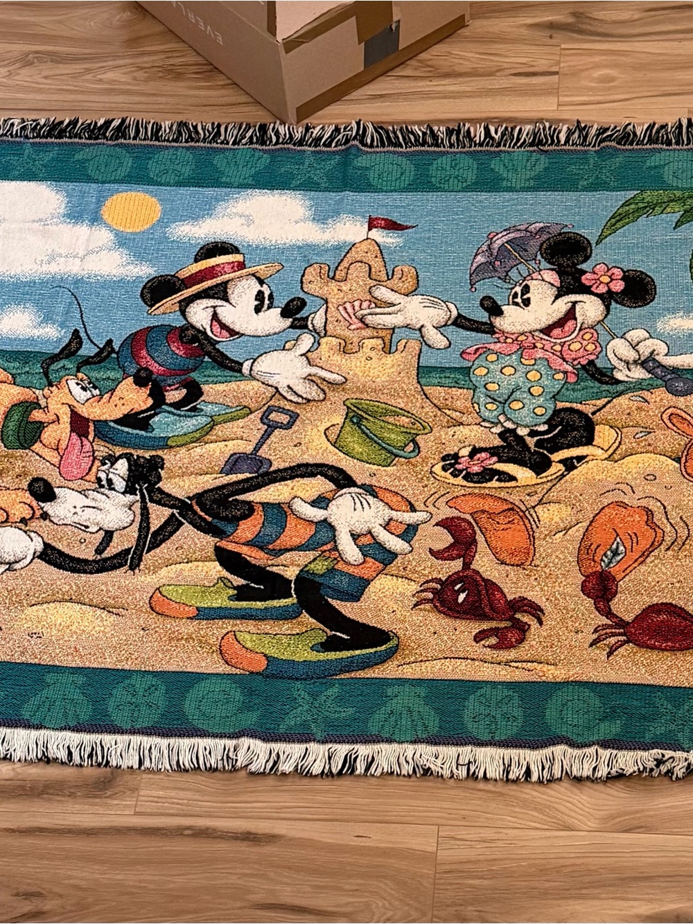 Disney Beach Scene Tapestry Wall Hanging - Teal, Yellow, Orange, Blue